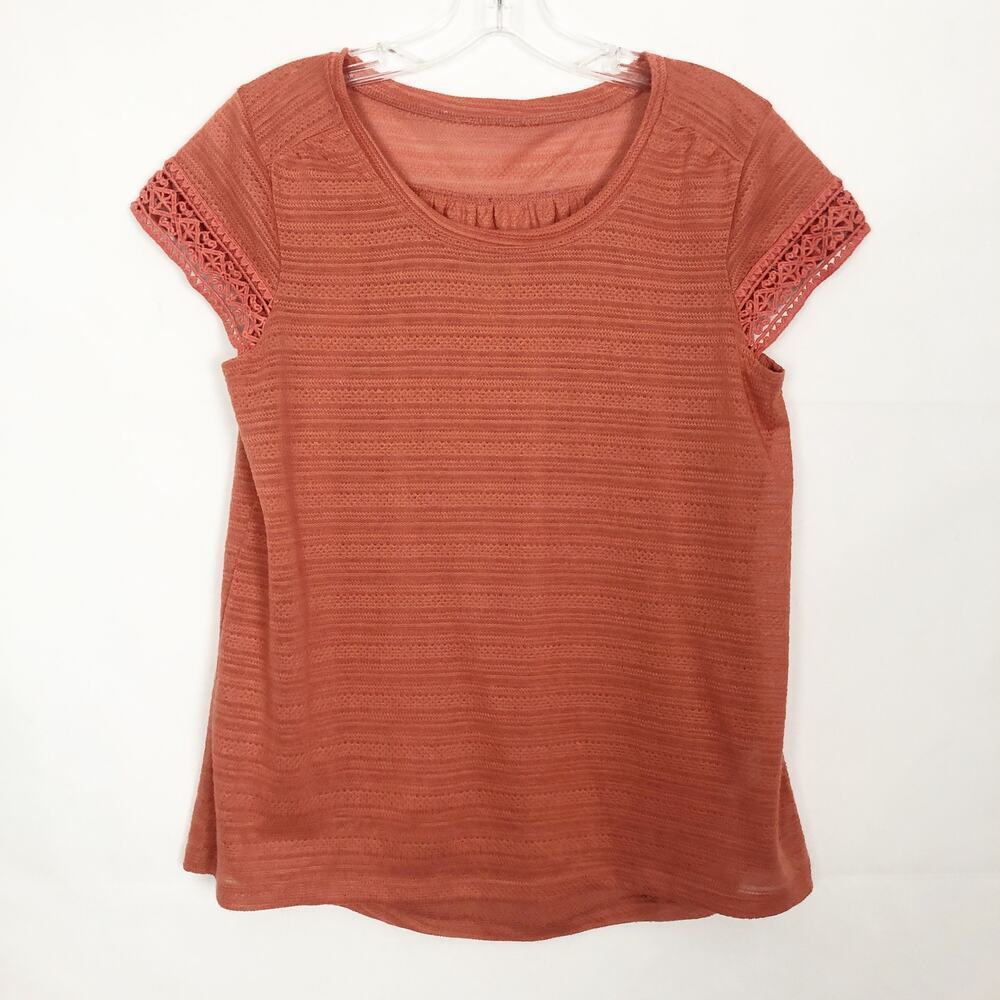 Nine West Vintage America Crochet Scoop Neck Top Size Small
